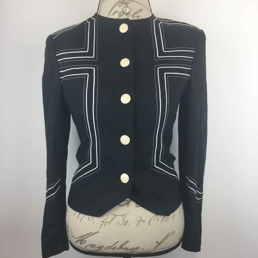 Louis Feraud Linen Black Blazer Sz 4